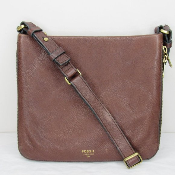 Fossil Brown Pebbled Leather PRESTON Expandable Crossbody Bag Purse - Picture 1 of 12